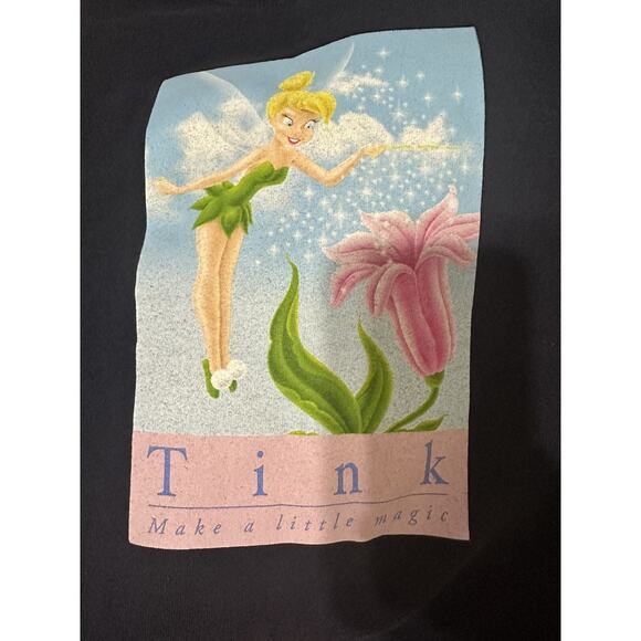 Vintage Disney Tinker Bell Sweatshirt L Crew Neck Blue Pullover Made In The USA - Picture 6 of 6